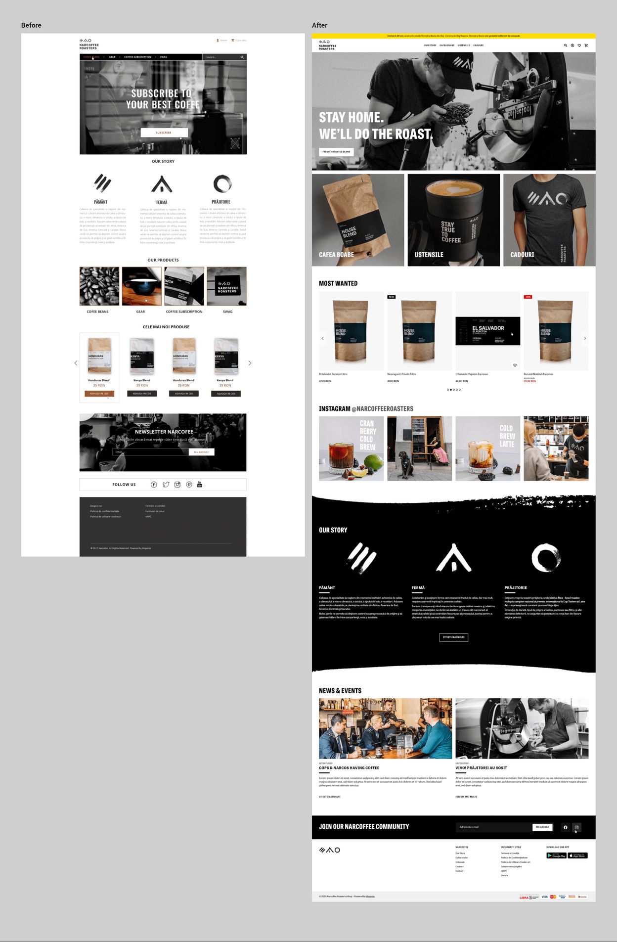 Narcoffee Before/After Redesign